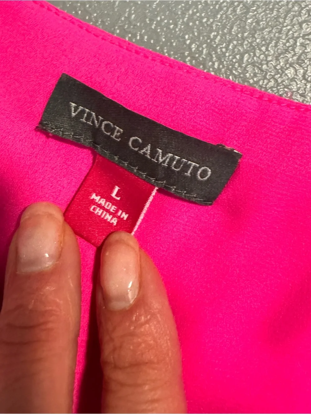 Vince Camuto Hot Pink V-Neck Ruffle Sheer Short Sleeve Blouse L - Picture 4 of 14